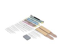 Qcwwy 28 Pièces Estompes de Mélange Outils de Peinture Ensemble avec Taille-crayon de Papier de Verre pour Artistes étudiants Débutants Papier Matériau en Acier Inoxydable 28 Pièces Estompes de