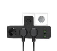 Qcwwy 7 en 1 Prise Multi-Plug, 3 Acteurs de Prise AC avec 3 Ports USB 1 Port de Type C avec Interrupteur de Protection de Surcharge Poste de Charge d'alimentation pour la Maison pour