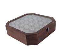 Qcwwy Affichage de Bijoux Boîte de Rangement Bijoux en Bois Octogonal Vintage Verbe Coud Cosmetics Rangement Boîte de Maquillage Organisateur