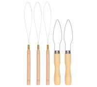 Qcwwy Aiguille à Perler, 5 Pièces Manche en Bois Enfileur de Perles Aiguilles de Fil de Perles Extension de Cheveux Boucle Aiguille Enfileur Fil Tirant Crochet Perle Outil pour