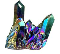 Qcwwy Amas de Cristaux Arc-en-ciel, Pierre de Cristal Naturelle, Décoration Intérieure Unique pour la Méditation et la Guérison énergétique (1 grand 2 petits ensembles)