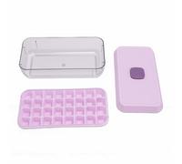 Qcwwy Bac à Glaçons, Machine à Glaçons de Type Presse, Conteneur de Stockage Empilable avec clé Poussoir, Libération Facile et Cuillère Adaptée à L'organisation du Congélateur (L Violet)