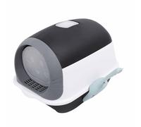 Qcwwy Bac à Litière pour Chat, Plateau de Toilette Moderne pour Animaux de Compagnie avec Couvercle, Pelle, Conception Fermée à Côtés Hauts, Grand Espace, Contrôle des Odeurs, étui à (Black)