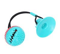Qcwwy Balle à Ventouse à Mâcher pour Chien, Jouet Interactif en Caoutchouc, Nettoyage des Dents et Distribution de Nourriture pour Chiots et Chiens (Rouge Bleu)
