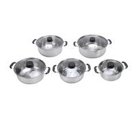 Qcwwy Batterie de Cuisine 5 Pièces, Poêle Multifonctionnelle Sûre, Casserole Antiadhésive, Cuiseur à Vapeur, Yaourtière, Cuisson Lente à Pression pour Steak, œufs, Riz Frit, Ramen,