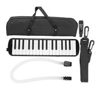 Qcwwy Blowpipe Instruments de Musique Instrument Air Piano Clavier Soprano avec un Embout Court et un Sac de Transport pour Débutants Formation Musicale Adultes Cadeau Mélodica, 32 Touches (BLACK)