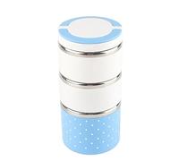 Qcwwy Boîte à Lunch Isolée Boîte à Lunch Ronde Empilable en Acier Inoxydable Récipient Alimentaire Amovible 3 Couches Réchauffeur Portable pour le Travail en Plein Air Bureau Camping Voyage