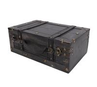 Qcwwy Boîte de Rangement en Bois Coffre en Bois, Valise Vintage Décoration de Charme Coffre de Rangement Aspect en Rétro Banc de Poignée en Cuir PU texturé Adaptée aux Organisateurs d'affichage