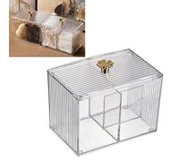 Qcwwy Boîte de Rangement pour Tampons de Coton, Support de Conteneur Transparent avec Grille de Couvercle, pour la Décoration de Bureau de Cosmétiques