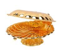 Qcwwy Bol à Fruits en Forme de Coquillage, avec Couvercle, Métal doré, | Couvercle scellé, Finition Miroir, Texture Ondulée, Rangement de Snacks, Bijoux et Bibelots
