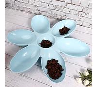 Qcwwy Bol d'alimentation pour Chat, Matériau PP, Conception Multi-Animaux, Six Compartiments à Pétales pour Chiens et Chats (Blue)