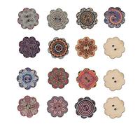 Qcwwy Boutons en Bois en Forme de Fleur, 100 Pièces de 20 Mm, Style Rétro, Joli Artisanat Exquis, Boutons à 2 Trous pour Coudre des Vêtements, des Vestes, des Chapeaux, des Projets