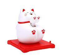 Qcwwy Bras Ondulant Solaire Chat Porte-Bonheur, Détection Automatique de la Lumière, Mascotte de Fortune, Statue de Signe, Mini Tableau de Bord, Décoration Intérieure, économie