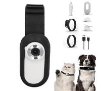 Qcwwy Caméra de Collier pour Animaux de Compagnie, Caméra de Collier de Chien de Chat HD 1080P avec Carte SD de 32 Go Tracker Petsafe Extérieur Mini Caméra (Appareil Photo Blanc +
