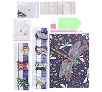 Qcwwy Carnet d'art Diamant 5D avec Peinture Diamant, Kit de Bijoux, Spécial en Forme de Libellule, Carnet de Notes Créatif de Broderie pour les Nouveaux Arrivants, Amis, Collègues, Autres