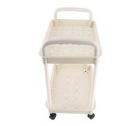 Qcwwy Chariot de Rangement à 2 Niveaux, Chariot Utilitaire Mobile avec étagères en PP, Facile à Déplacer pour Le Bureau, la Cuisine, la Buanderie, la Salle de Bain et Le Maquillage