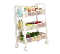 Qcwwy Chariot de Rangement Roulant en Métal, Chariot Robuste avec étagères pour Cuisine, Utilitaire pour Paniers de Collations et de Légumes (Blanc Trois Couches)