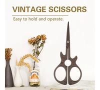 Qcwwy Ciseaux Vintage, Outils de Coupe à Pointe Pointue en Acier Inoxydable pour la Couture, la Couturière et la Broderie (ciseaux de guitare marron)