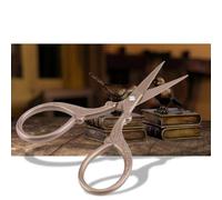 Qcwwy Ciseaux Vintage, Outils de Coupe à Pointe Pointue en Acier Inoxydable pour la Couture, la Couturière et la Broderie (Petits ciseaux dorés marron)