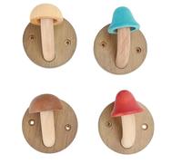Qcwwy Crochets de Manteau de Champignon en Bois, 4pcs Rustic Wall Murd Tairs Prenons Bois Massif Crochets Colorés avec Vis pour Pendaison de Vêtements Suspendus Serviettes Serviettes