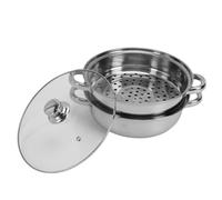 Qcwwy Cuiseur Vapeur Empilable Polyvalent à 2 Niveaux en Acier Inoxydable, Ustensiles de Cuisine Polyvalents et Durables, Cuiseur Vapeur pour Boulettes, pour la Cuisson de Légumes, de Fruits de Mer,