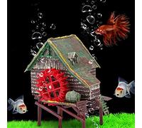 Qcwwy Décor de Roue à Eau Vive pour Aquarium Fonction Rotative en Résine Non Toxique Interaction Amusante avec Bulles pour Les Amateurs de Poissons Idéal pour Les Aquariums et Les Décoration d'