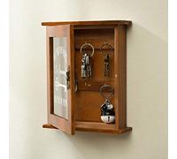Qcwwy Design aimant puissant, armoire à clé murale vintage en bois massif avec 6 crochets, poignée matérielle rétro, suspension stable, belle et résistante aux inconvénients, marron