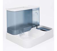 Qcwwy Distributeur d'eau et de Nourriture pour Animaux de Compagnie, Mangeoire Automatique par gravité en Une Seule Pièce avec Séparation Humide et Sèche et Fenêtre Transparente, pour (Blue)