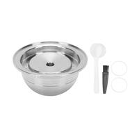 Qcwwy Dosette de café Réutilisable en Acier Inoxydable, Capsule Plus Rechargeable avec Brosse et Cuillère, pour Machine à café Plus en Acier Inoxydable 304 (80ML)