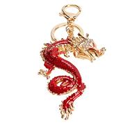 Qcwwy Dragon Keyring Chinois Dragon Keychain, Artisanat Vintage Crystal Keychain Good Fortune Feng Shui Metal Key Chain for Keys Portefeuilles et Accessoires de Voiture