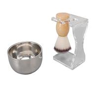 Qcwwy Ensemble de 3 Brosses de Rasage pour Hommes, Support de Brosse en Acrylique, Bol à Bulles, Kit en Nylon pour Père Mari, Rasoir Humide, Articles Ménagers