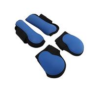 Qcwwy Ensemble de Bottes Tendineuses de Cheval, 4 Pièces, Protège-Jambes Avant et Arrière en PU avec Coussinet Intérieur pour la Protection des Tendons (Ensemble Bleu L)