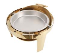 Qcwwy Ensemble de Buffet de Réchaud Rond en Acier Inoxydable 6L, en Acier Inoxydable doré, Chauffant à l'alcool, Chauffe-plats Rond pour Serveur de Buffet, pour Restauration, Fête, Mariage, Banquet