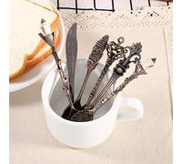 Qcwwy Ensemble de café et de Fourche en Métal Vintage Réel, Tables Rétro Durables pour Décoration Domestique, Accessoires de Cuisine 6pc pour Vajilla (Couleur de bronze rougeâtre)