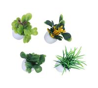 Qcwwy Ensemble de Plantes en Pot de Simulation de Simulation avec Casserole en Céramique et Paysage de Paysage en Céramique, 4 PCS Mini Fake Table Decoration Office Bureau