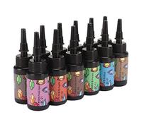 Qcwwy Ensemble de Résine UV en Durcissement Rapide avec 12 Couleurs pour Créer des Bijoux, 10 Ml/Bouteille de Colle UV Ensemble pour les Amateurs Traditionnels et L'auto-affection