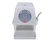 Qcwwy Extra Large Anti-éclaboussure Supérieure High Side Metal Cat Cat Trays avec Couvercle de Feuillette pour Les Grands Chats en Acier Inoxydable à Litière de Chats Fermés Chiens (Gris Clair)