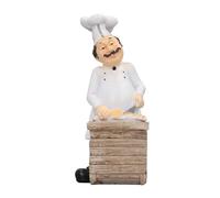 Qcwwy Figurines de Chef, Statue d'art Décoratif, Figurine de Cuisinier de Dessin animé Mignon, Coupe de Pain, Sculpture de Chef, Décoration de Table de Comptoir de Maison, Figurines de