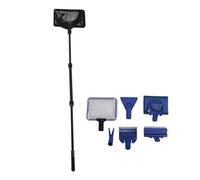 Qcwwy Fournitures d'aquarium Outils de Nettoyage d'aquarium, Kit Polyvalent 5 en 1 avec Poignée Télescopique, Râteau à Gravier, Grattoir, Fourchette à Plantes, éponge