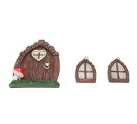Qcwwy Gnome Lumineux Décor À La Maison Miniature Fée Porte Fenêtre Ensemble, Lueur Dans Le Noir Gnome Maison Lumineux Arbre Extérieur Suspendu Portes Fenêtres Pendentif Décoration Jardin Miniature Art
