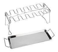Qcwwy Grille de Cuisse de Poulet en Acier Inoxydable à 12 Fentes, Support d'ailes de Poulet, Rôtissoire Verticale pour Four, Gril, Fumoir avec Conception Pliable, Passe au Lave-Vaisselle