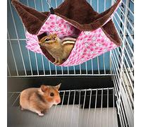 Qcwwy Hamac en Forme de Cage pour Animaux de Compagnie, Lit Double Couche en Peluche Douce pour Planeur de Sucre et Petits Animaux de Compagnie, Accessoire de Suspension Confortable pour Cochon