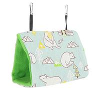 Qcwwy Hamac Moelleux pour Oiseaux, Lit Suspendu Chaud en Flanelle Douce avec Trou D'accès pour Oiseaux et Petits Animaux de Compagnie, Conception Triangulaire pour la sécurité du Repos (Ours + Fond