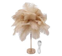 Qcwwy Lampe de table à plumes, contrôle tactile, rechargeable USB, bronzage léger