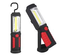 Qcwwy Lampe de travail LED COB, 3W USB Rechargeable Lampe de travail LED COB avec support magnétique pour atelier de réparation automobile Machine à coudre Perceuse à colonne (Rouge)