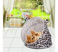 Qcwwy Lits pour Chats Meubles Pliants avec Coussin Doux et épais Fond Imperméable et Oreilles Sonores pour Chats d'intérieur Confort Lit pour Chat Maison Pliable (Nid de Chat)