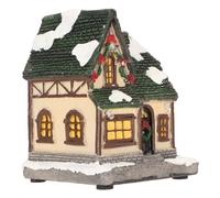 Qcwwy Maison de village de Noël enneigée, décoration de Noël exquise, petite maison en résine pour jardins, éclairage économe en énergie, choix avec texture 3D vive (type 1)
