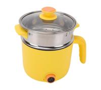 Qcwwy Marmite électrique 1,8 L avec Panier Vapeur, Casserole Mini (Prise | Fonctions de Cuisson Variées, Double Protection, Cuve Antiadhésive, 2 Niveaux de Chaleur, Plateau Vapeur Inox