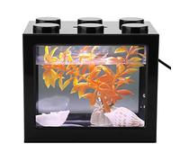 Qcwwy Mini Aquarium en Acrylique, Kit de Démarrage pour Aquarium Empilable Cube Réservoir Bureau avec Lumière LED USB