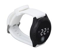 Qcwwy Montre numérique LED étanche pour Hommes et Femmes écran Tactile Grand Cadran Bracelet Ajustable avec boîtier en Plastique idéal pour étudiants Cadeaux (Ceinture Blanche à Coque Noire)
